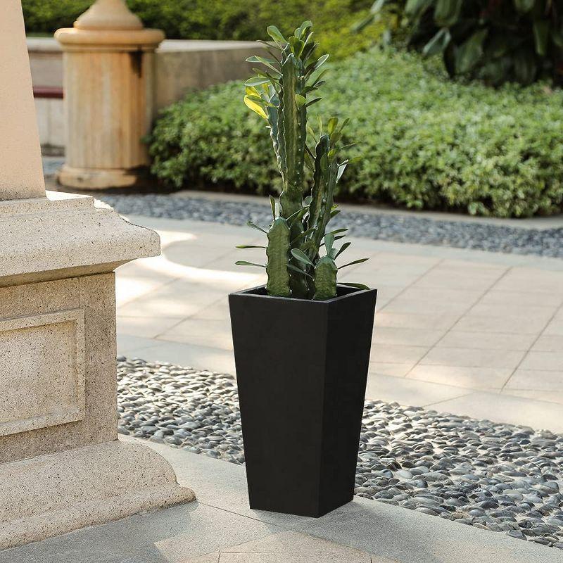 LuxenHome Square Tapered 24.2" Tall Planter Brown