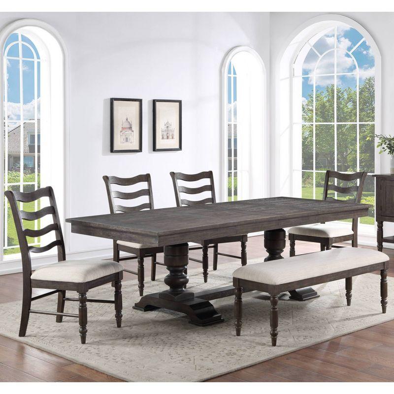 Hutchins Washed Espresso 6-Piece Dining Set with Ladderback Chairs