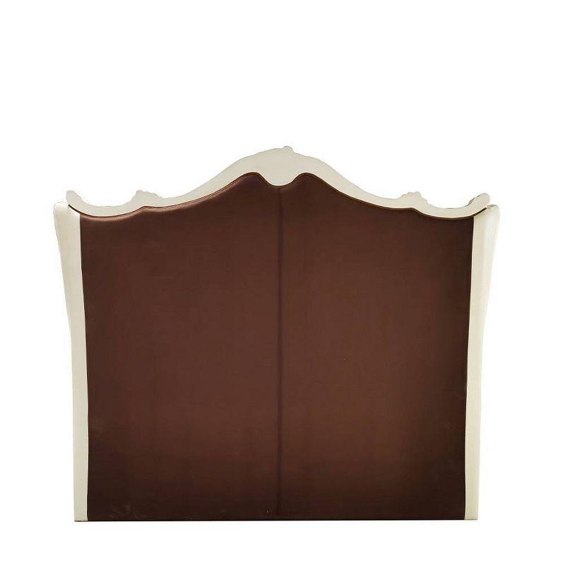 Acme Furniture 95" California King Bed Dresden Synthetic Leather & Bone White : Champagne PU, Claw Feet, Tufted Headboard