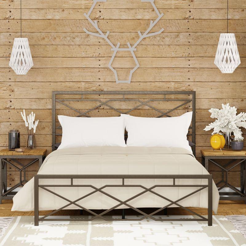 eLuxury Modern Industrial Metal Alpine Bed Frame