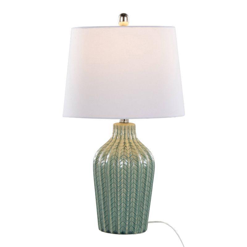 Green Ceramic 23.5" Table Lamp Set with Linen Shade