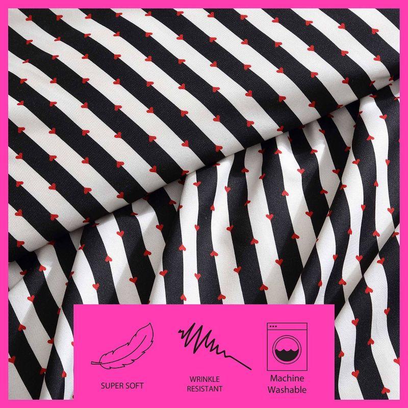 Twin Black and White Striped Polyester Duvet Cover Set