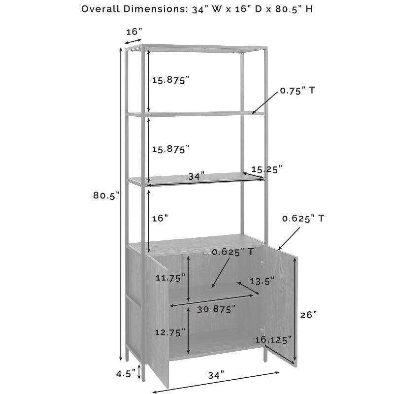 80.5" Jacobsen Large Etagere Brown Ash - Crosley: Industrial Style, 5-Shelf Storage, Steel Frame