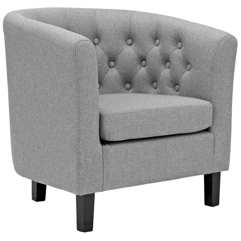 Light Gray Velvet Barrel Armchair with Espresso Wood Legs