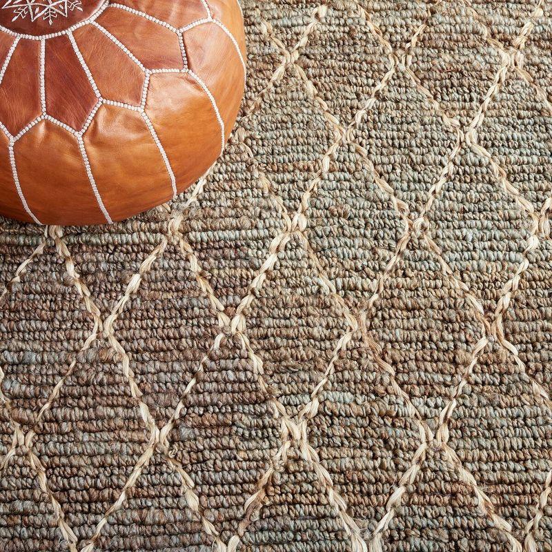 Gray and Natural Hand-Knotted Geometric Cotton Area Rug