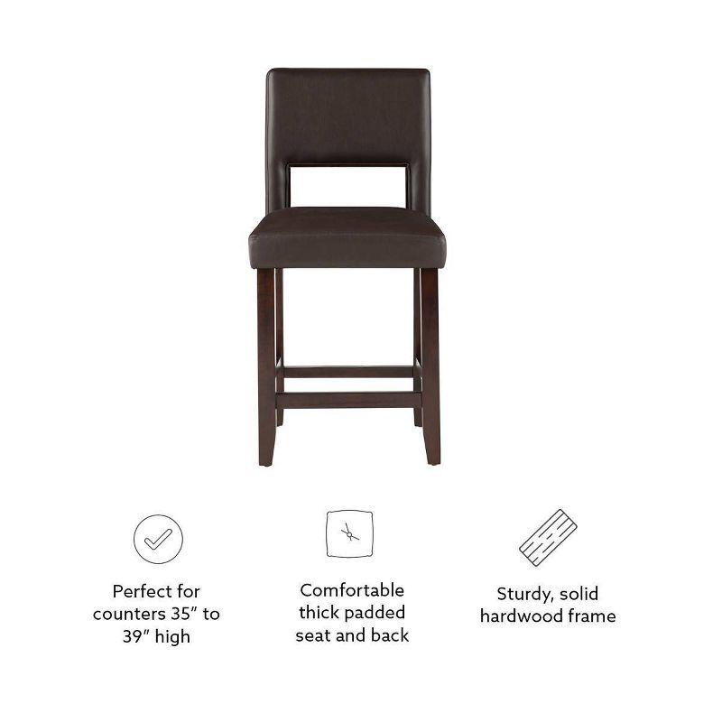 24" Vega Padded Counter Height Barstool with Ergonomic Footrest & Espresso Finish - Linon