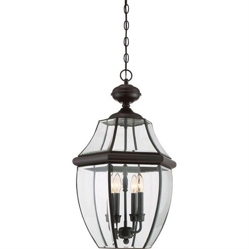 Medici Bronze 4-Light Outdoor Hanging Lantern with Clear Glass