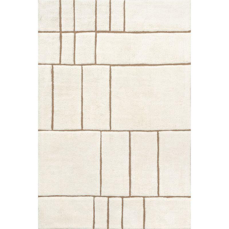 Nuloom Brega Geometric New Zealand Wool Area Rug, 2' 6" x 8', Cream