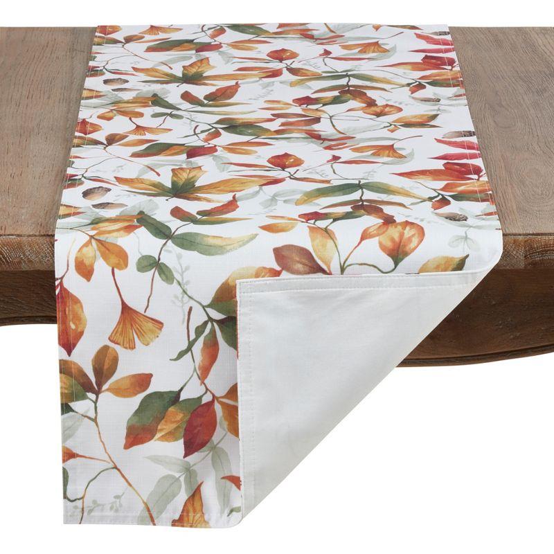 Saro Lifestyle Fall Leaf Patterned Poly Table Runner