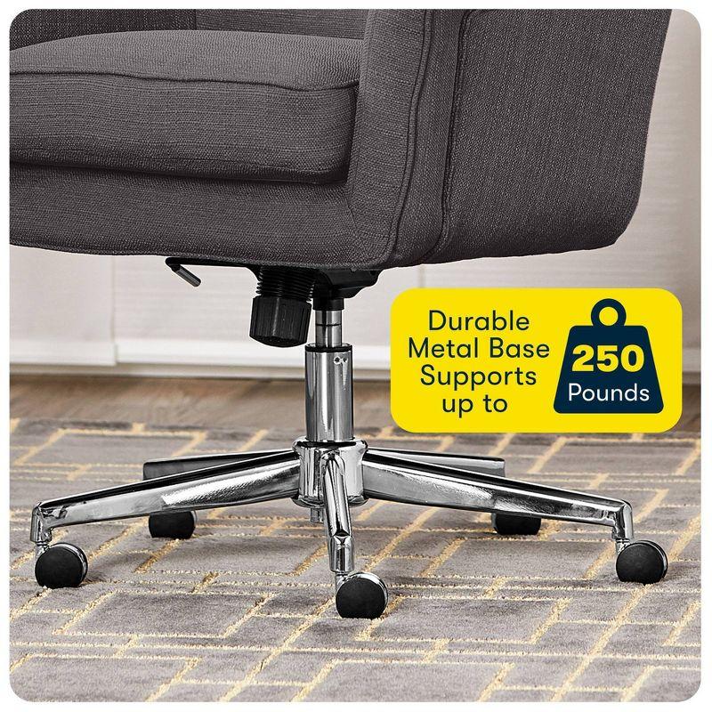 Style Ashland Home Office Chair Inviting Graphite - Serta: Mid-Century, Tufted, Adjustable