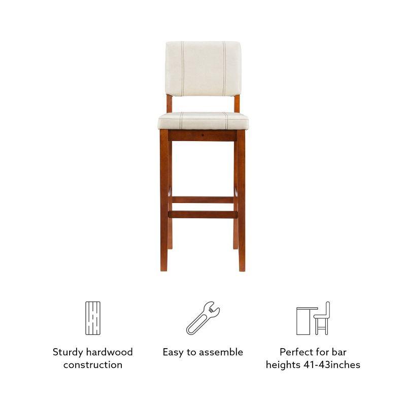 Milano Padded Barstool Upholstered Seat & Back - Linon