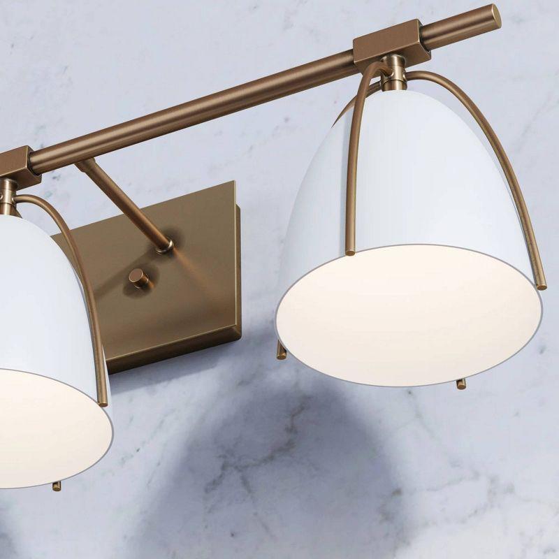 3-Light Aubrey Farmhouse Wall Light Fixture Gold Brass/White - Nathan James: Elegant Bathroom Lighting, No Bulbs Included