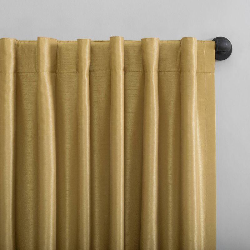 Gold Faux Silk Blackout Back Tab Curtain Panel 50" x 84"