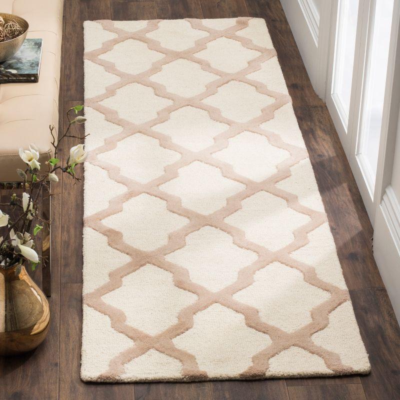 Ivory and Beige Hand-Tufted Wool Area Rug, 30" x 16"