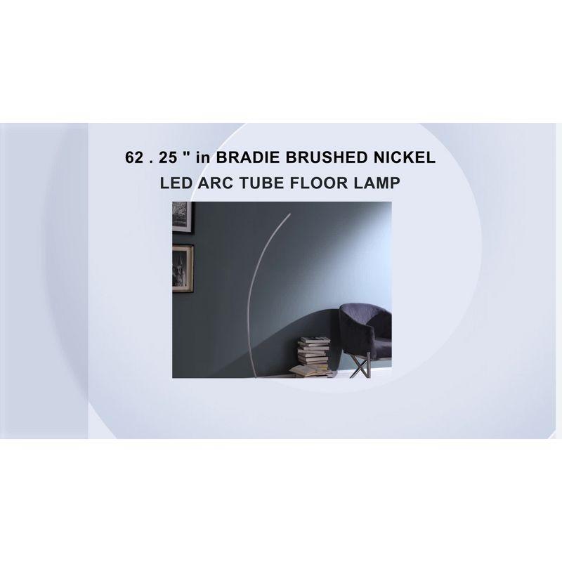 62.25" Modern Arc Metal Tube Floor Lamp (Includes LED Light Bulb) Silver - Ore International