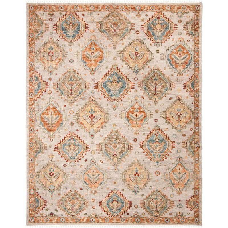 Samarkand Beige and Gold Hand-Knotted Wool Rug 6x9 Feet