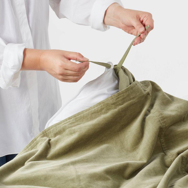 Full/Queen Cotton Velvet Duvet Cover and Sham Set Green - Threshold™: OEKO-TEX Certified, Machine Washable