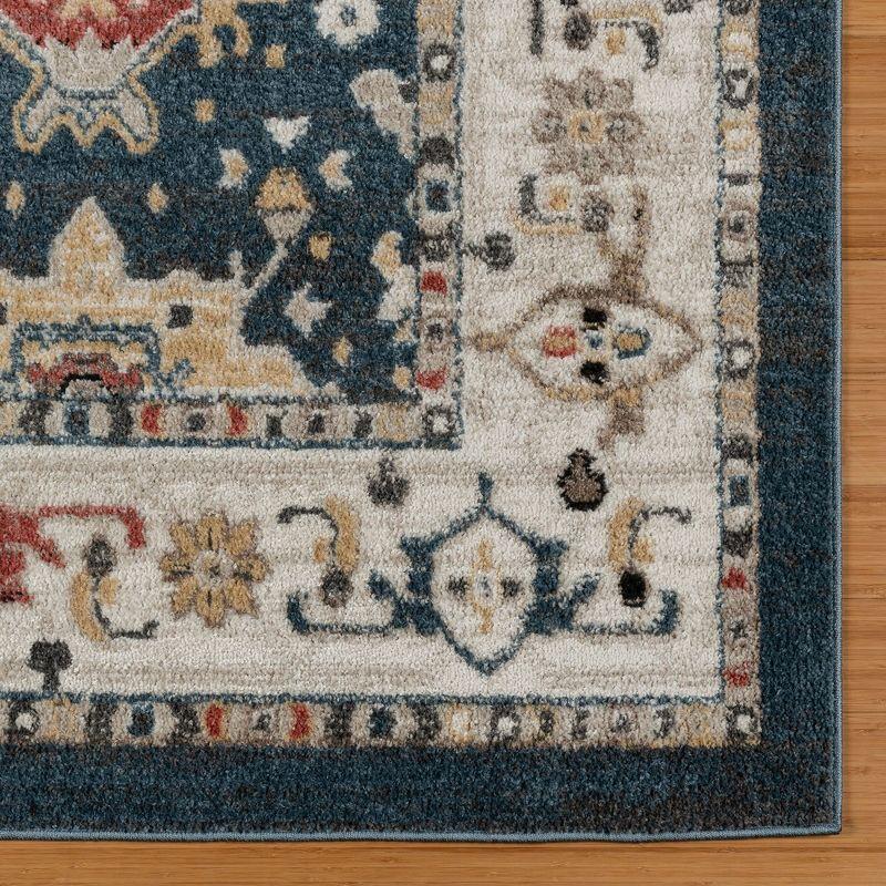 Heirloom Hadley Traditional Oriental Border Blue Tan Polypropylene Area Rug