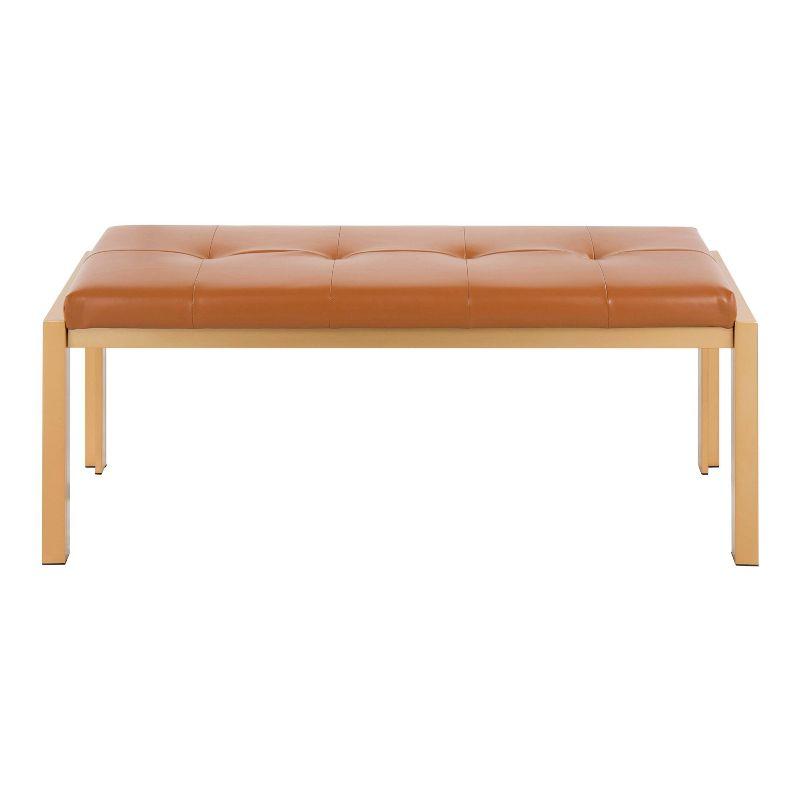 46" Fuji PU Leather/Metal Bench Gold/Camel - LumiSource: Plush, Upholstered, Entryway Seating