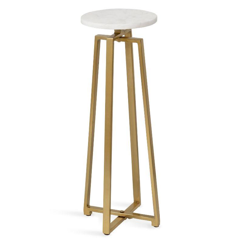 White Marble and Gold Metal Round Drink Table