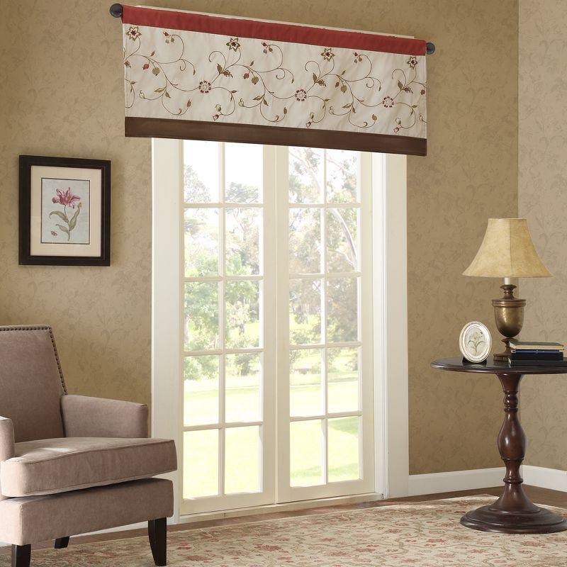 Serene Floral Embroidered 50'' W Window Valance