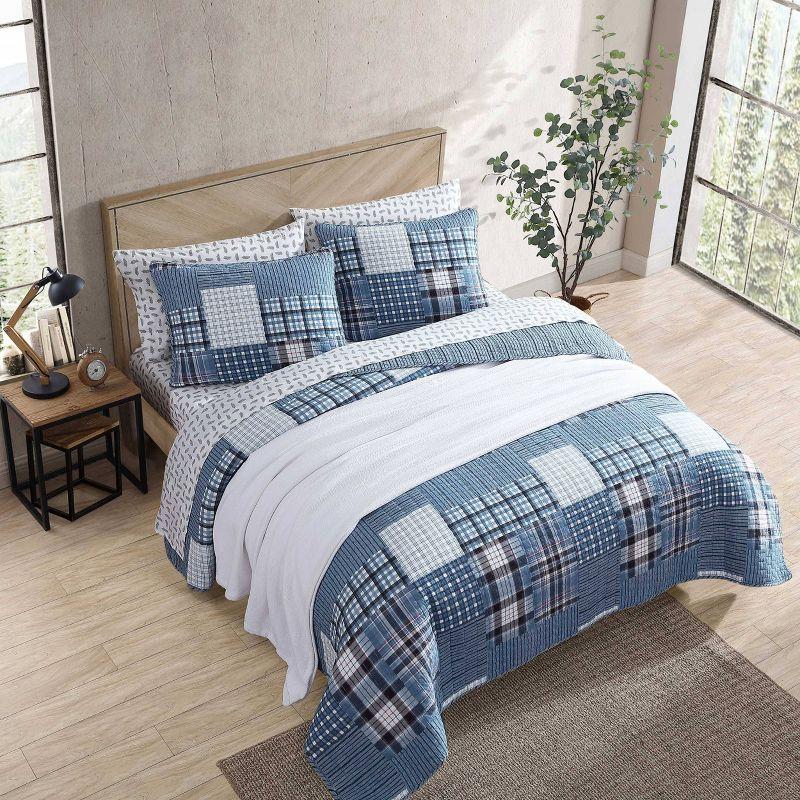 Eddie Bauer Hawthorne 100% Cotton Quilt Set Blue