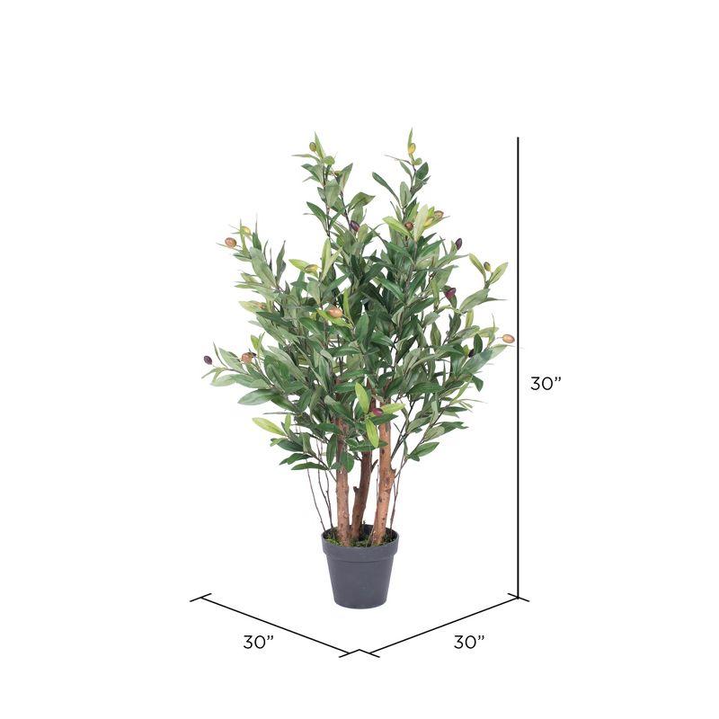 30-Inch Green Faux Olive Tree in Black Plastic Pot