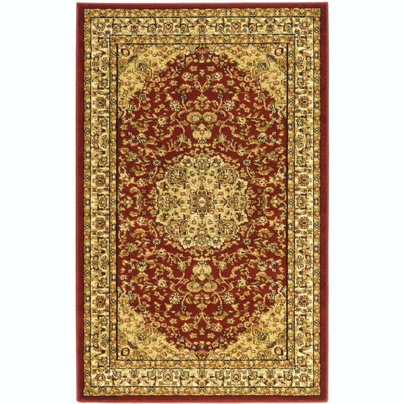 Red and Ivory Safavid Style Floral 4' x 6' Area Rug