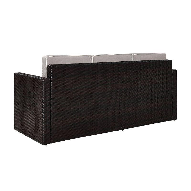 Palm Harbor Outdoor Wicker Sofa In Brown with Gray Cushions - Crosley: All-Weather, Fade-Resistant Patio Furniture