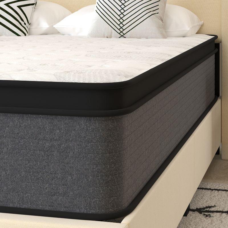 Merrick Lane Full Size 13" Euro Top Mattress in a Box with Hybrid Pocket Spring and Foam Design for Supportive Pressure Relief