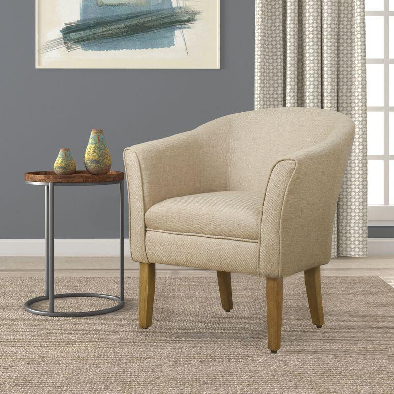 Flax Brown Modern Barrel Wooden Accent Chair