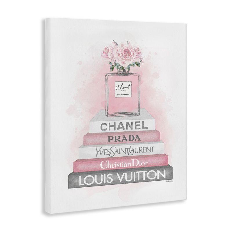 Stupell Industries " Pink Roses Perfume Bottle Glam Fashion Bookstack " by Amanda Greenwood Painting Print