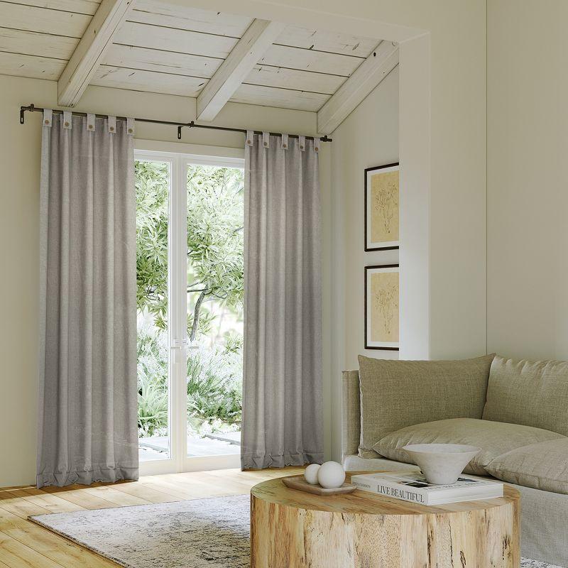 40"x63" Archaeo Light Filtering Cotton Blend Button Tab Top Curtain Panel Gray: Transitional Indoor Curtain