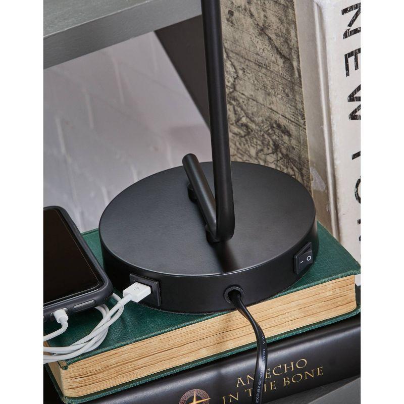 Covybend Black Metal Desk Lamp with USB Port