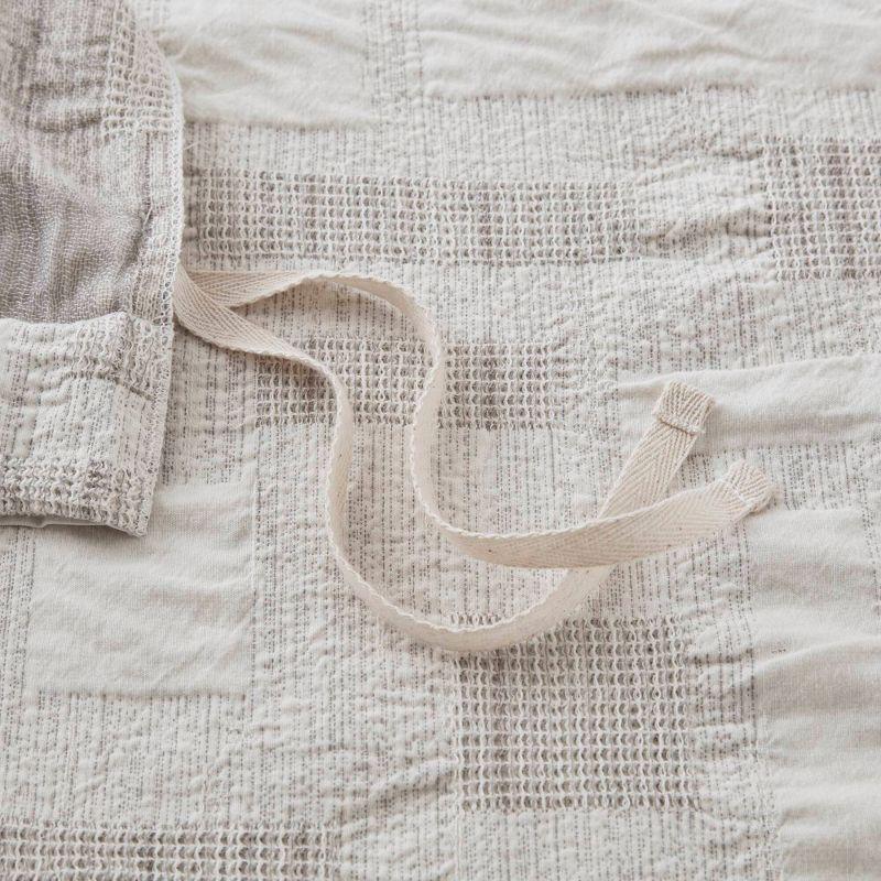 Ivory Cotton Jacquard King Duvet Set with Geometric Pattern