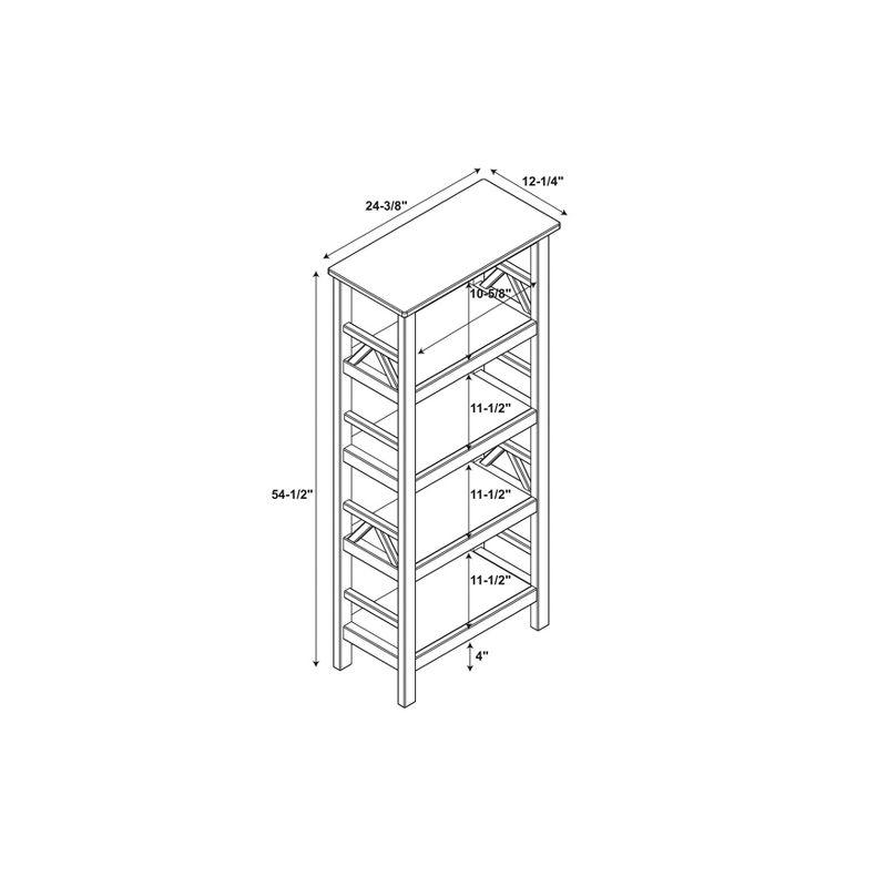 54.45" Titian Transitional Solid Wood Display and Storage Bookshelf Brown - Linon: Mid-Century Modern, 4 Fixed Shelves