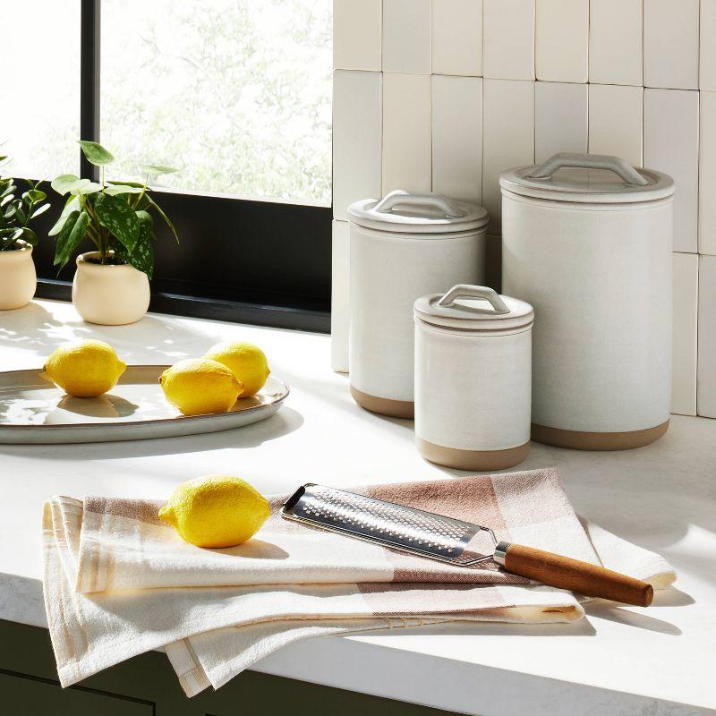 3-Piece White and Beige Ceramic Canister Set