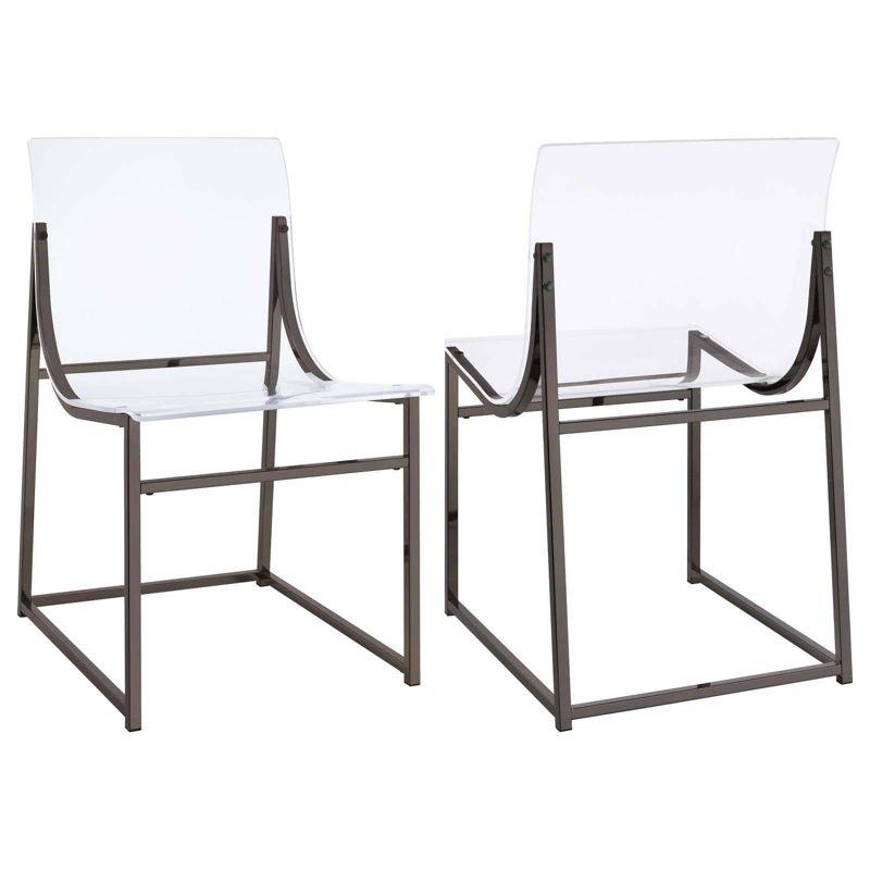 Adino Clear Acrylic and Black Nickel Side Chairs Set of 2