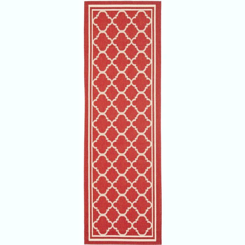 Terracotta Red Synthetic Flat Woven Runner Rug