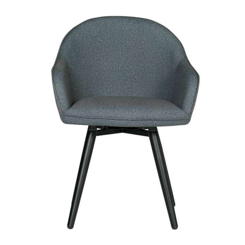 Charcoal Gray Metal Swivel Armchair with Upholstered Seat