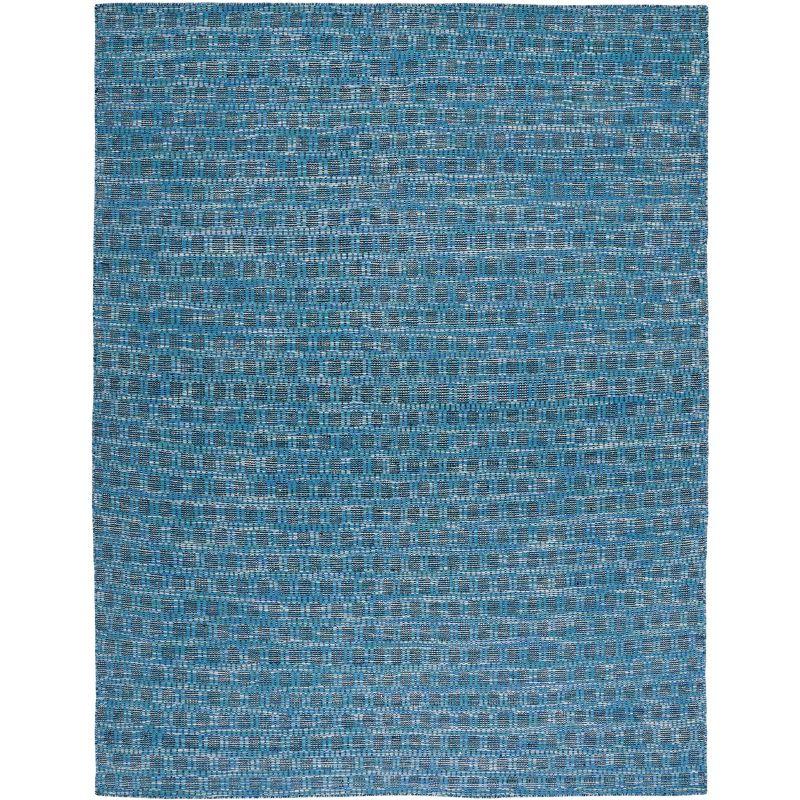 Blue and Black 6' x 9' Handwoven Wool Area Rug