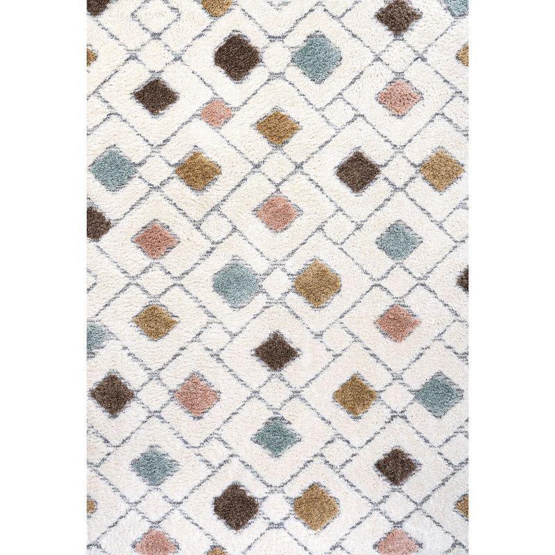 3' x 5' Astrid Retro Trellis High-Low Area Rug, Multi/Cream - JONATHAN Y