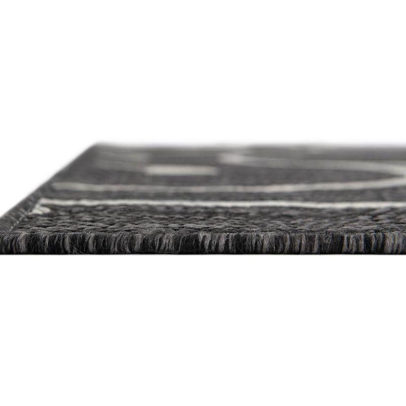 Unique Loom 5' 3 x 8' 0 Rectangle Indoor/Outdoor Botanical Charcoal Gray Area Rug