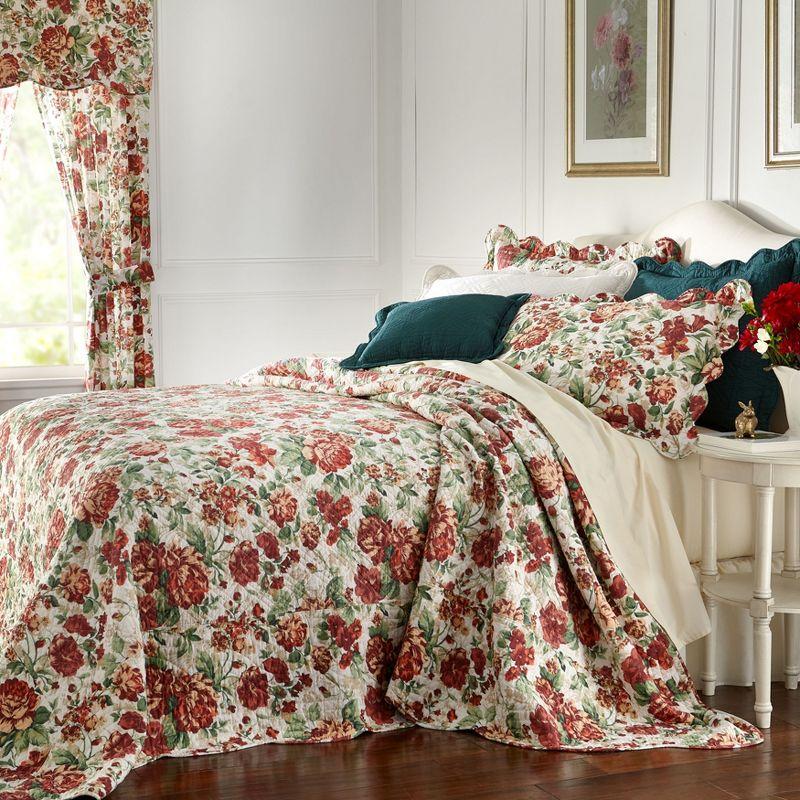 BrylaneHome Florence Oversized Bedspread - Queen, Spice Floral Multi