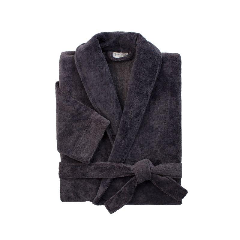 Charcoal Ultra-Plush Viscose and Micro-Polyester Bath Robe