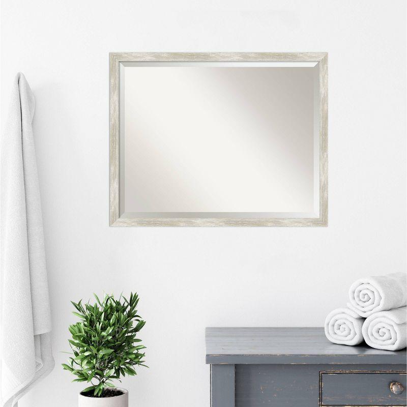 30" x 24" Crackled Narrow Framed Bathroom Vanity Wall Mirror Metallic - Amanti Art: Modern Rectangle, Beveled, Wall Mount