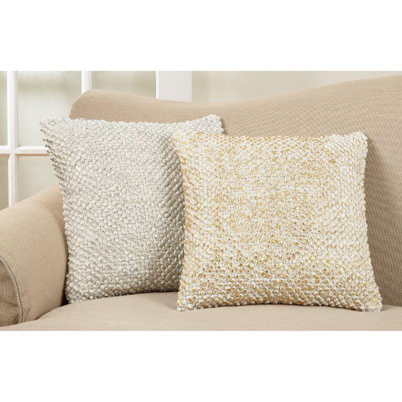 18" Gold Foil Printed Pom-Pom Square Throw Pillow