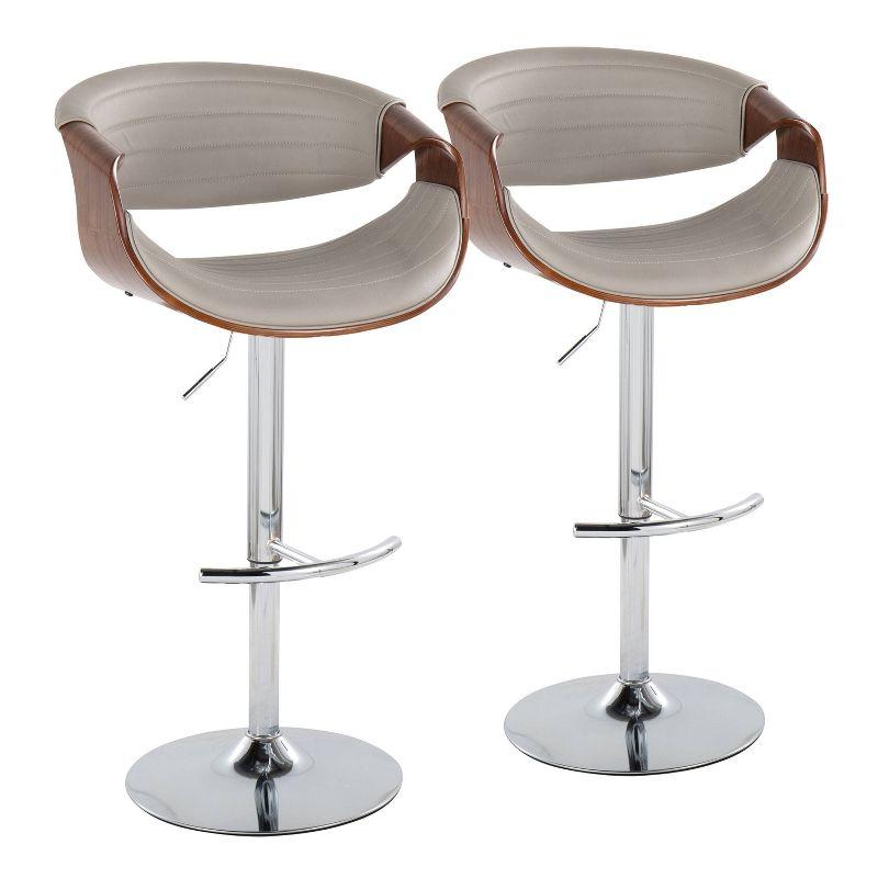 Swivel Upholstered Adjustable Height Counter Stool with Metal Frame