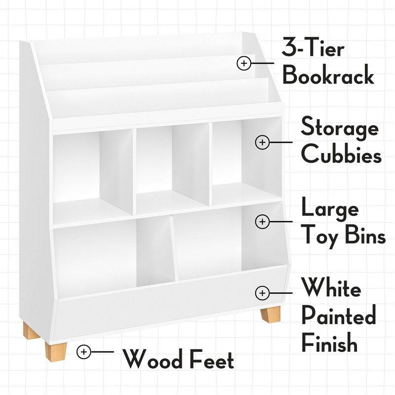 RiverRidge Kids' CatchAll 35" Toy Organizer with Cubby Storage, Toy Storage Bins and Bookshelf White