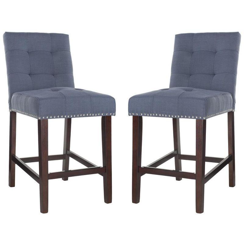 Nikita Counter Stool (Set of 2) - BST6303 - Navy/Espresso - Safavieh